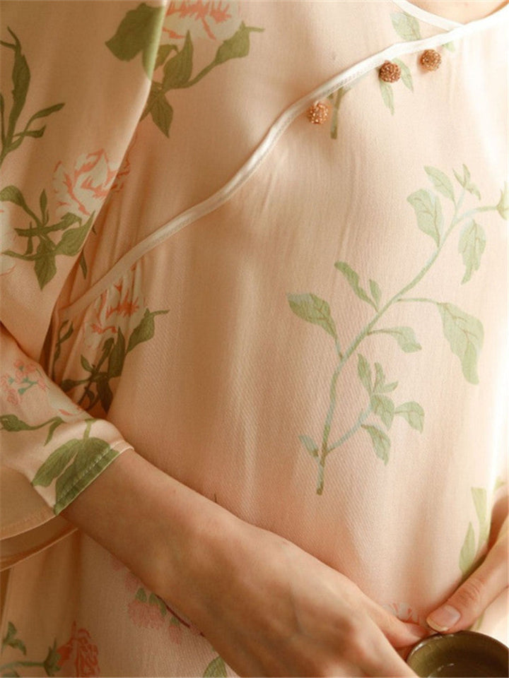 Ensemble d'été en satin à imprimé floral