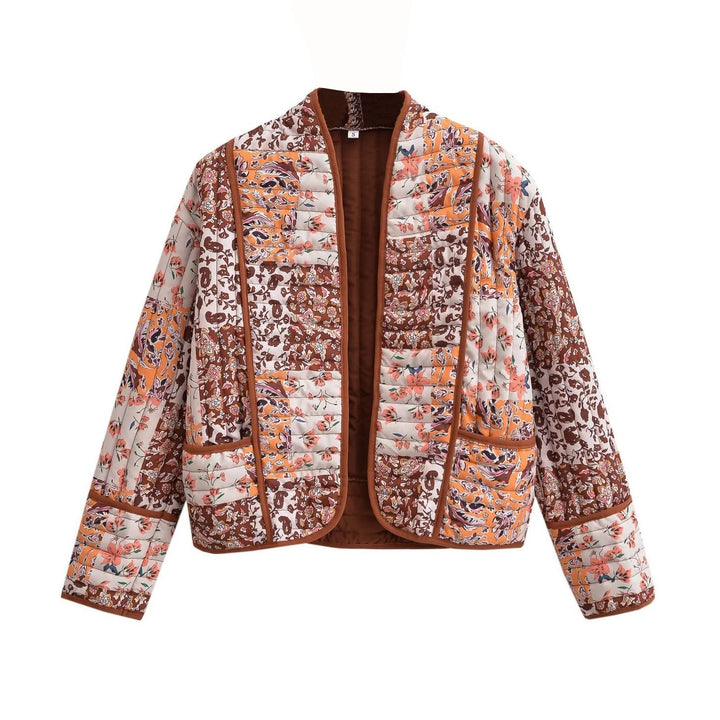 Floral Patchwork Print Drop Shoulder Jacket