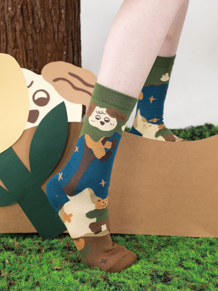 Niedliche Baumwollsocken mit Cartoon-Kitty-Muster