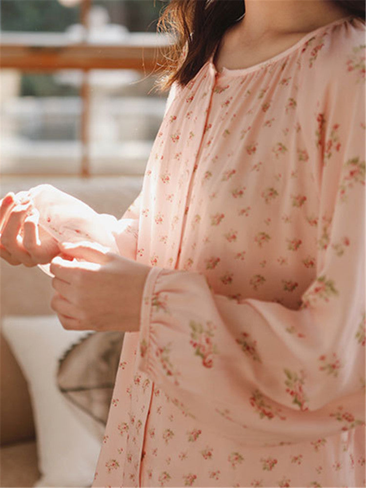 Loose-Fit Satin Printed Sleepwear