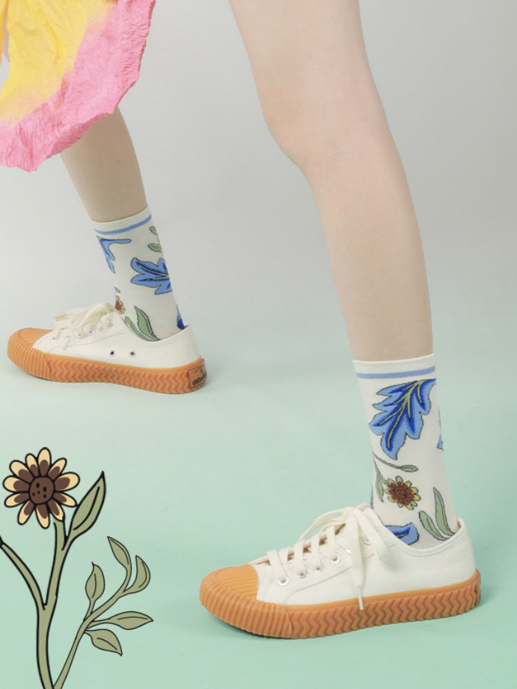 Floral Pattern Cotton Socks