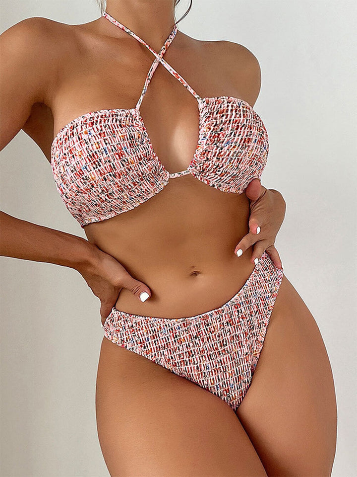 Kostium bikini typu halter w kwiaty