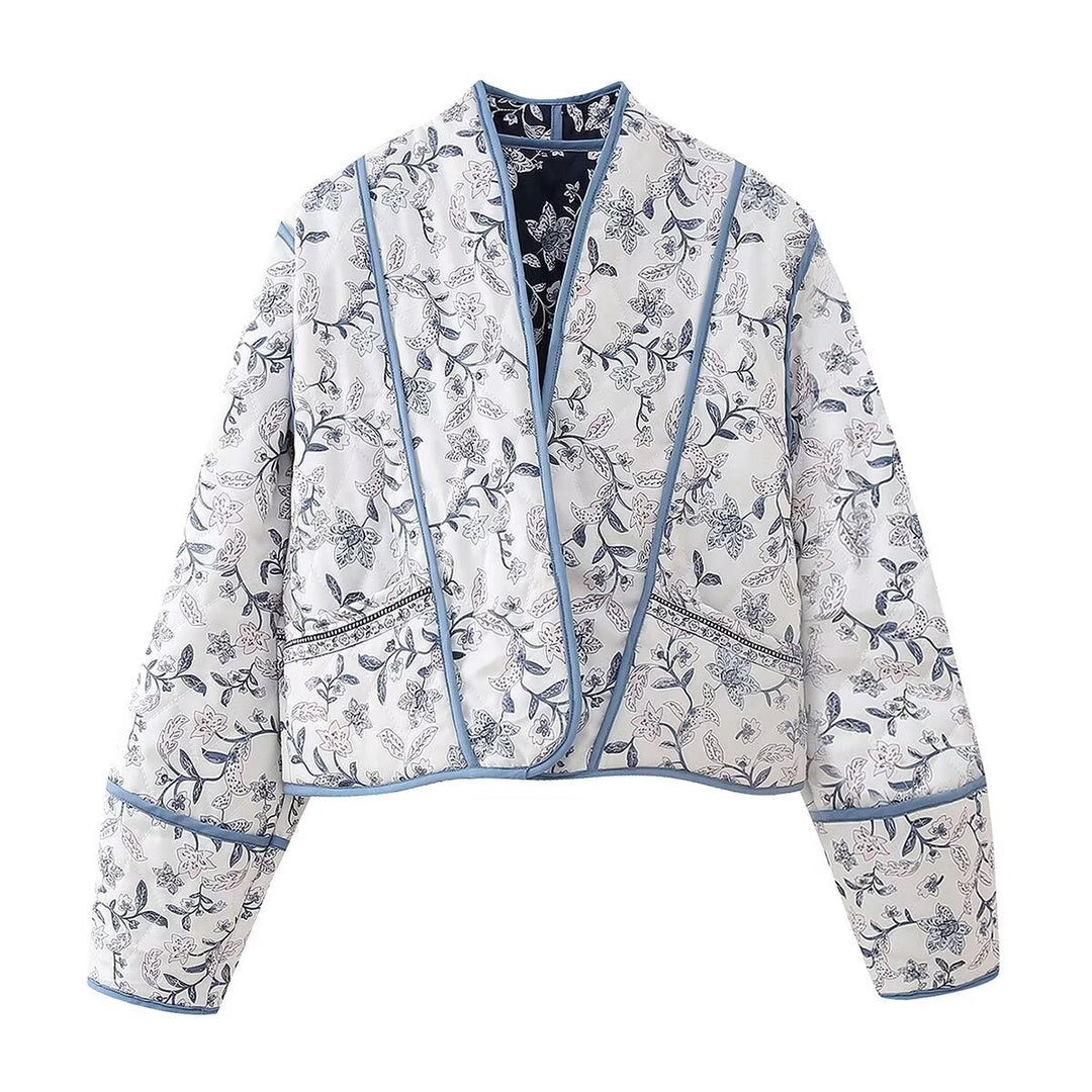 Veste réversible à imprimé floral ethnique