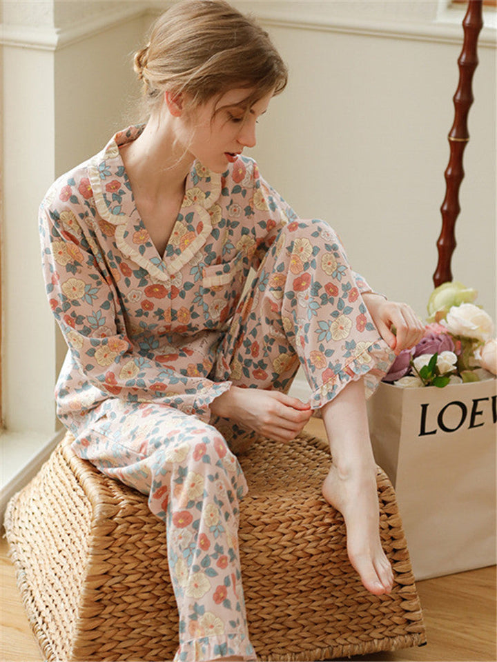 Pure Cotton Button-Up Sleepwear Set