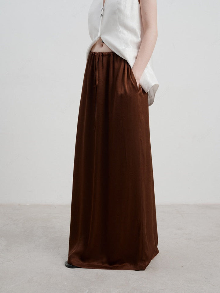 French Satin High-Waist  Skirt