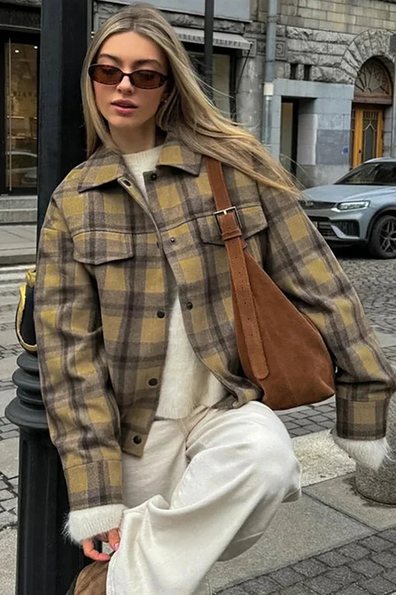 Classic Plaid Casual Lapel Jacket