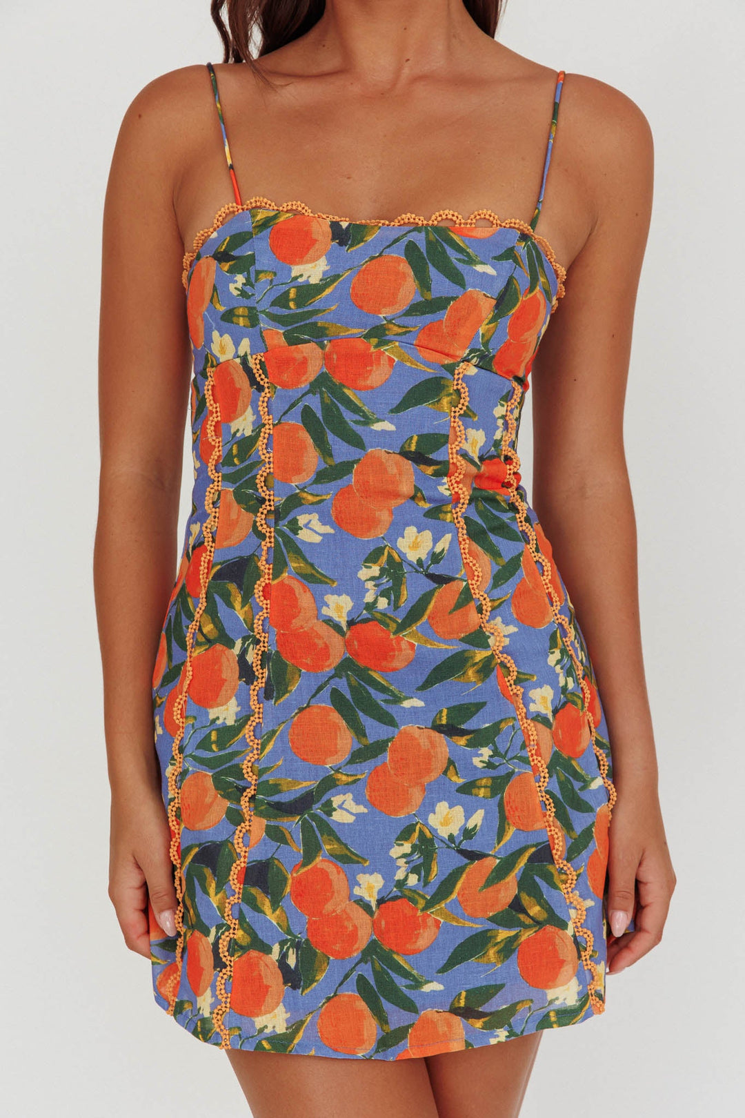 Chamberlain Scallop Trim Mini Dress Citrus Orange by Selfie Leslie