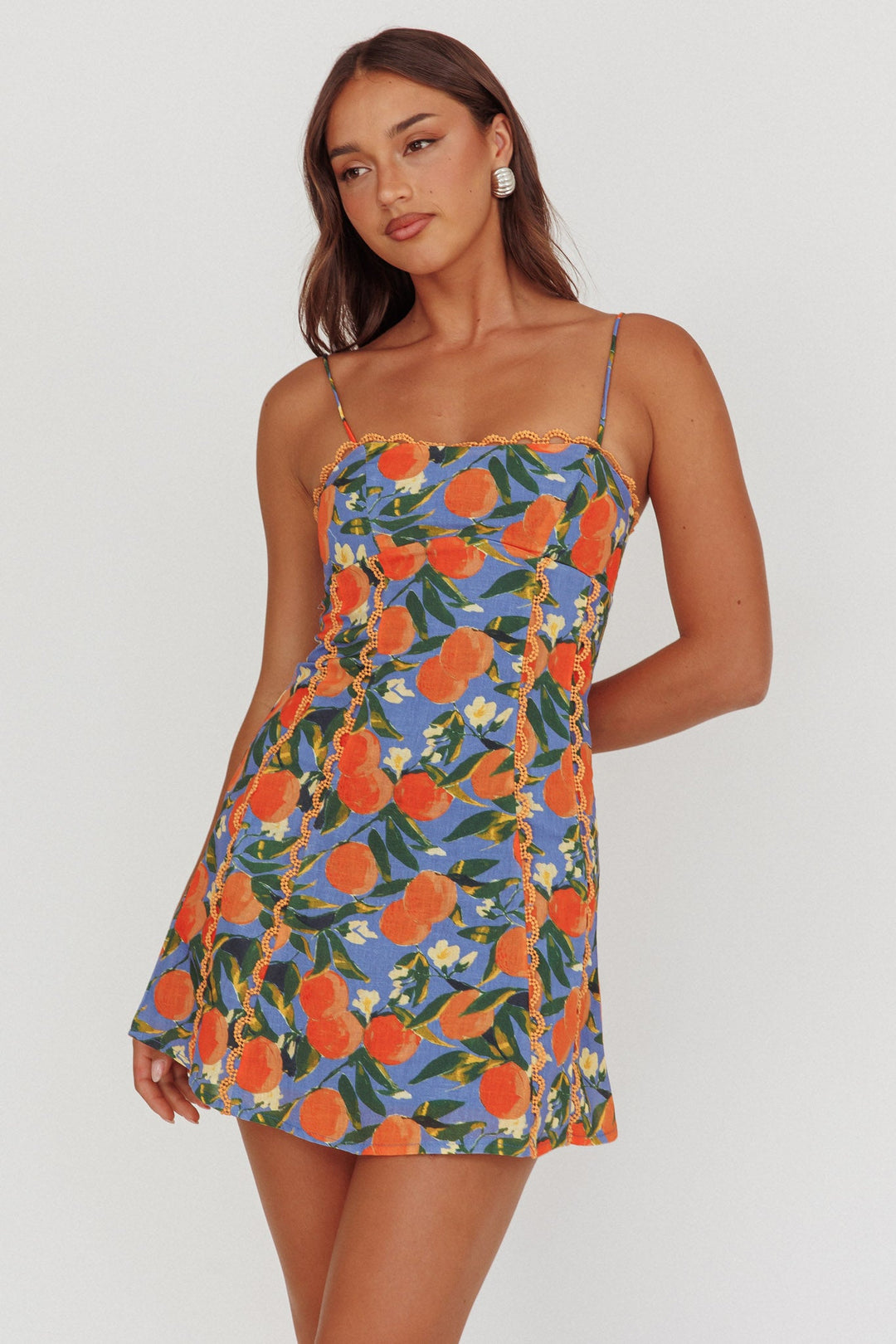 Chamberlain Scallop Trim Mini Dress Citrus Orange by Selfie Leslie
