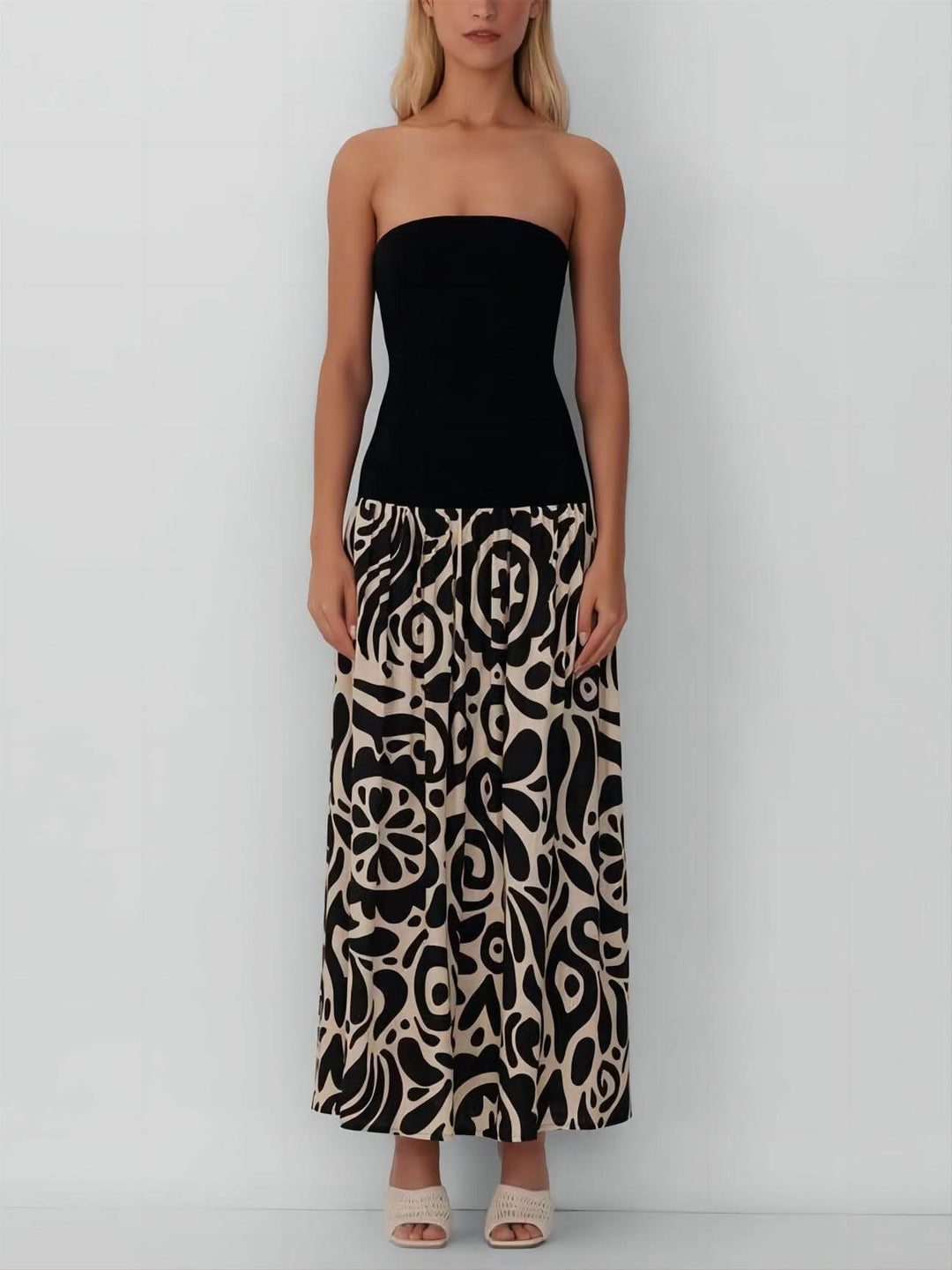 Modesch Strapless Blumendruck Maxi Kleed