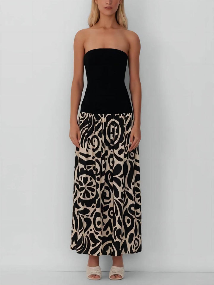 Modesch Strapless Blumendruck Maxi Kleed
