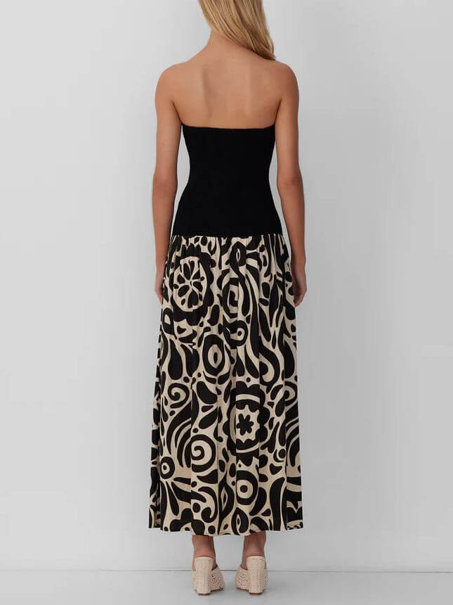 Modesch Strapless Blumendruck Maxi Kleed