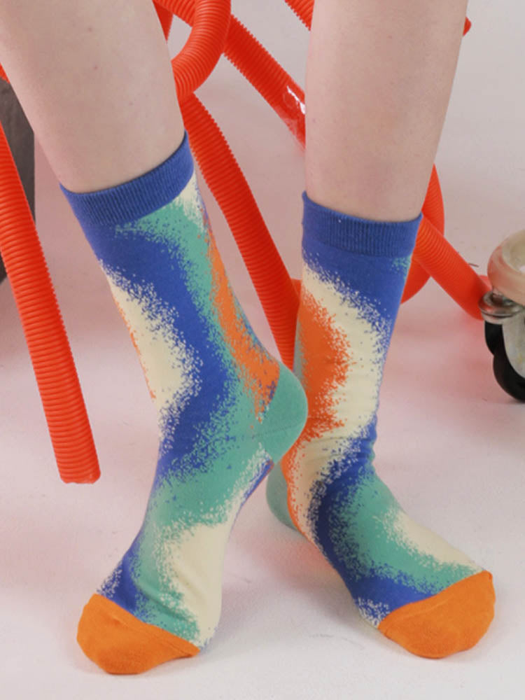 Chaussettes en coton à thème dégradé coloré