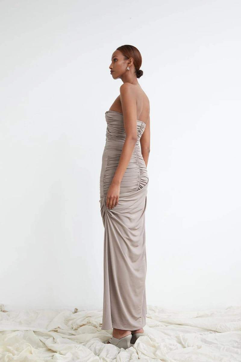 Arlene Ruched V-neck Maxi Dress