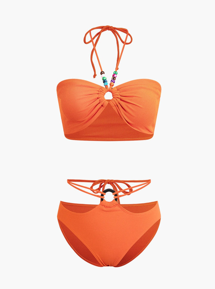 Boncuk Detaylı Halter Bikini Takımı