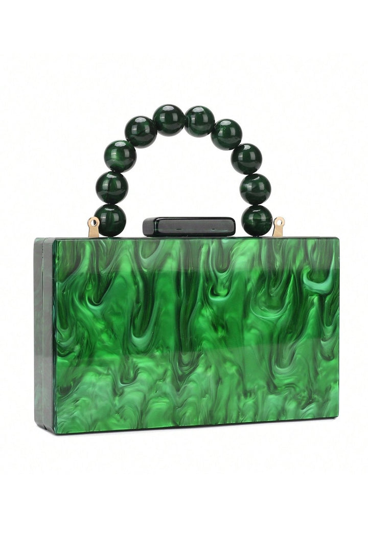 Beaded Chain Marbling Handbag