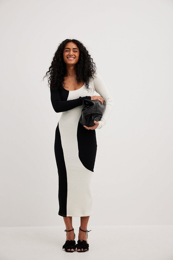 Belen Contrast Knit Midi Dress