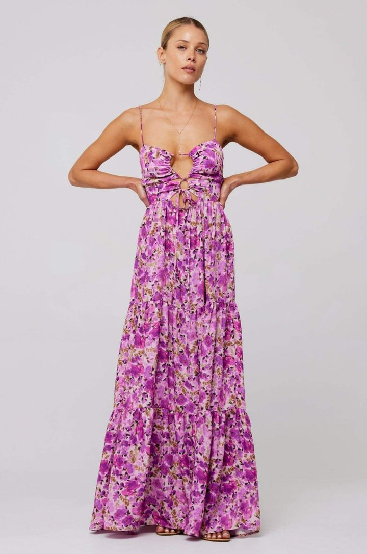 Beverly Printed Cut-out Maxi Slip Dress