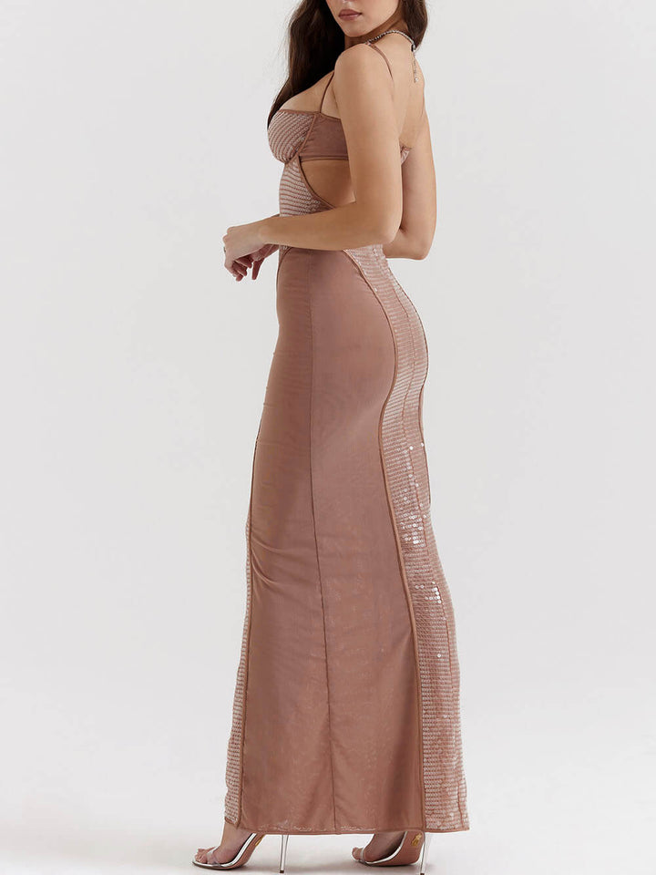 Strappy Sequin Maxi Kleed