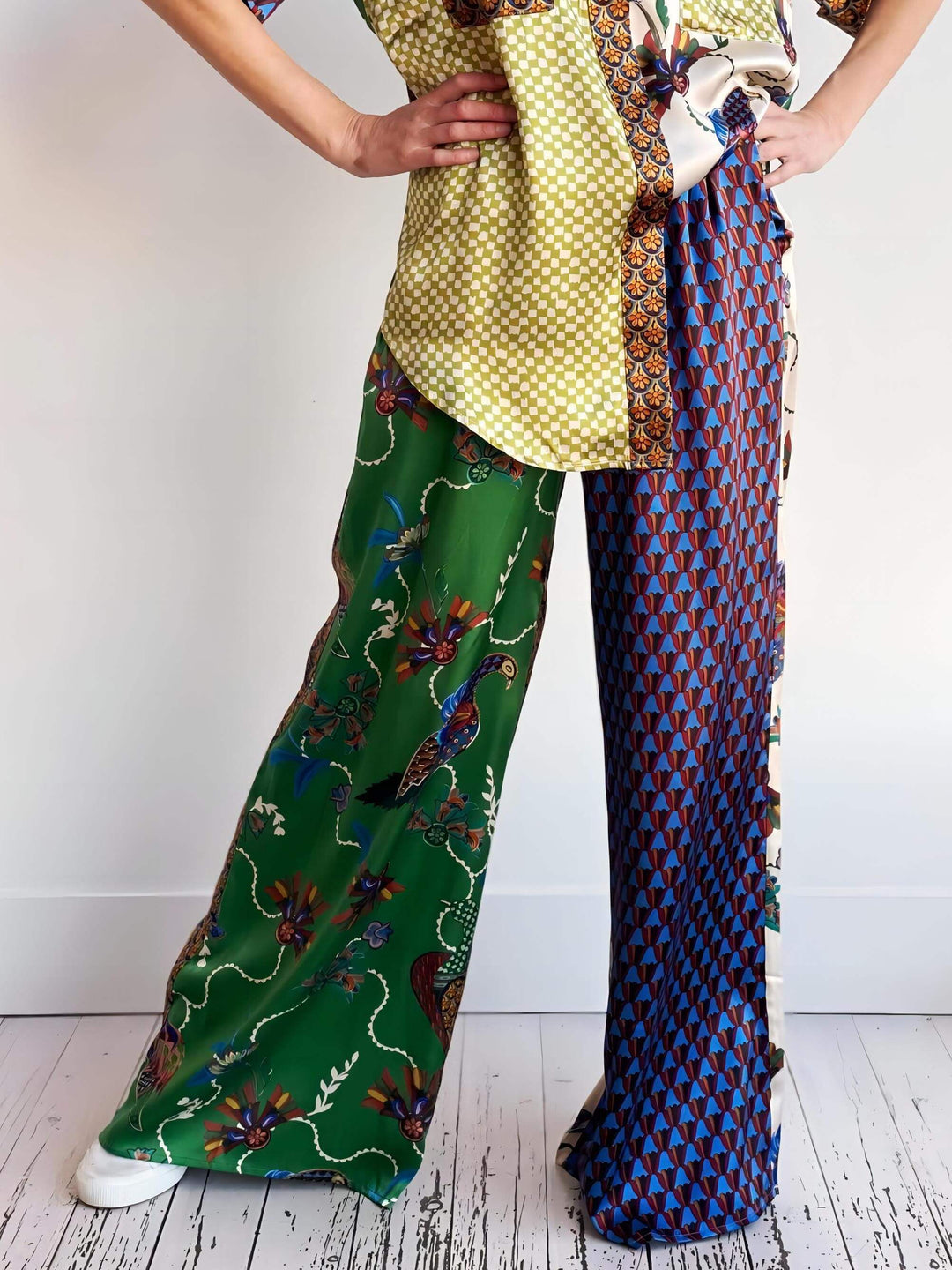 Special Folk Print loose Wide Leg Hosen-Set