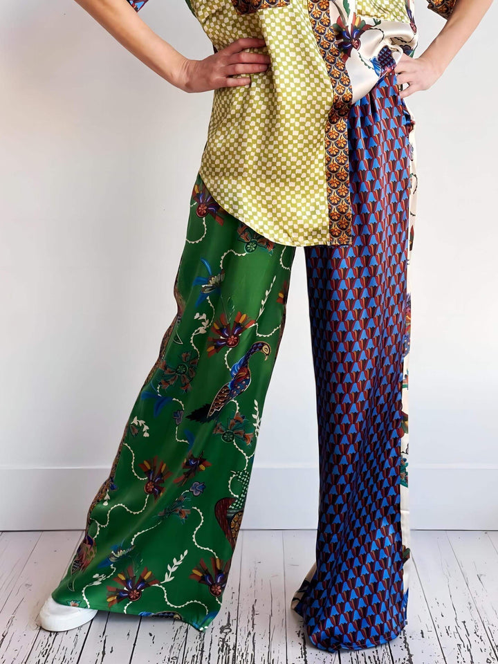 Speciale folkprint losse broek met wijde pijpen