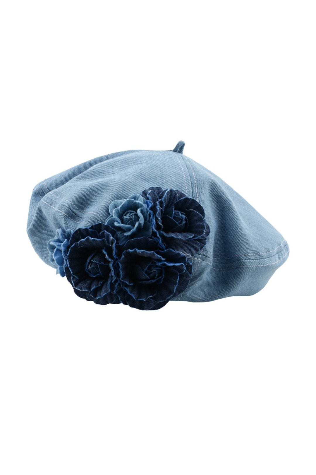 Camellia Denim Beret Hat