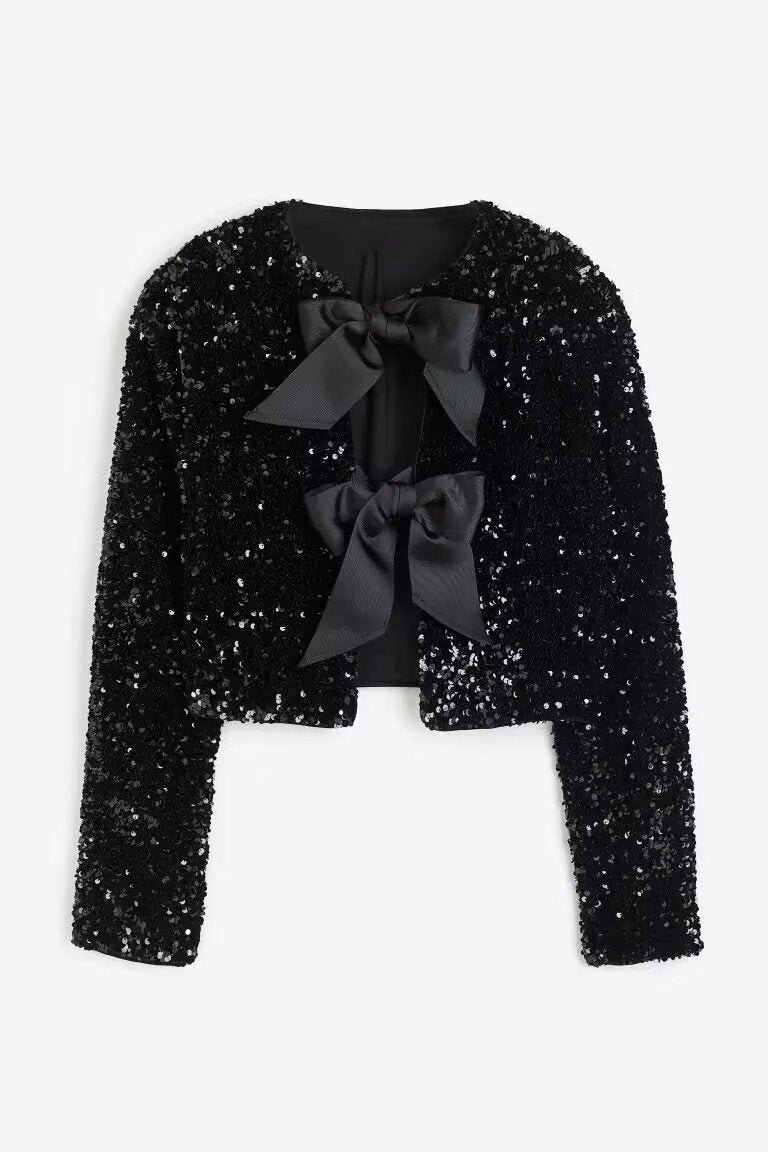 Cara Bow-tie Sequins Coat