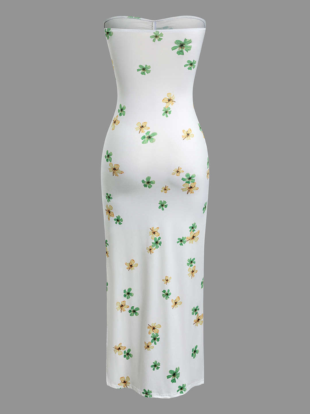 Rochie maxi fără bretele, cu fante, cu imprimeu floral