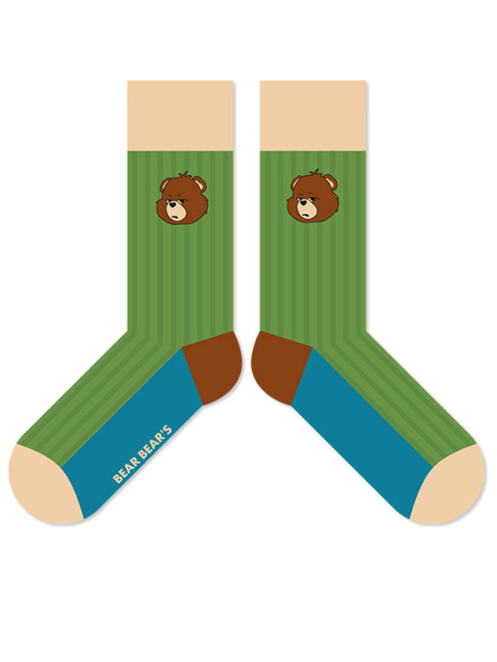 Cartoon Bear Alphabet Cotton Socks