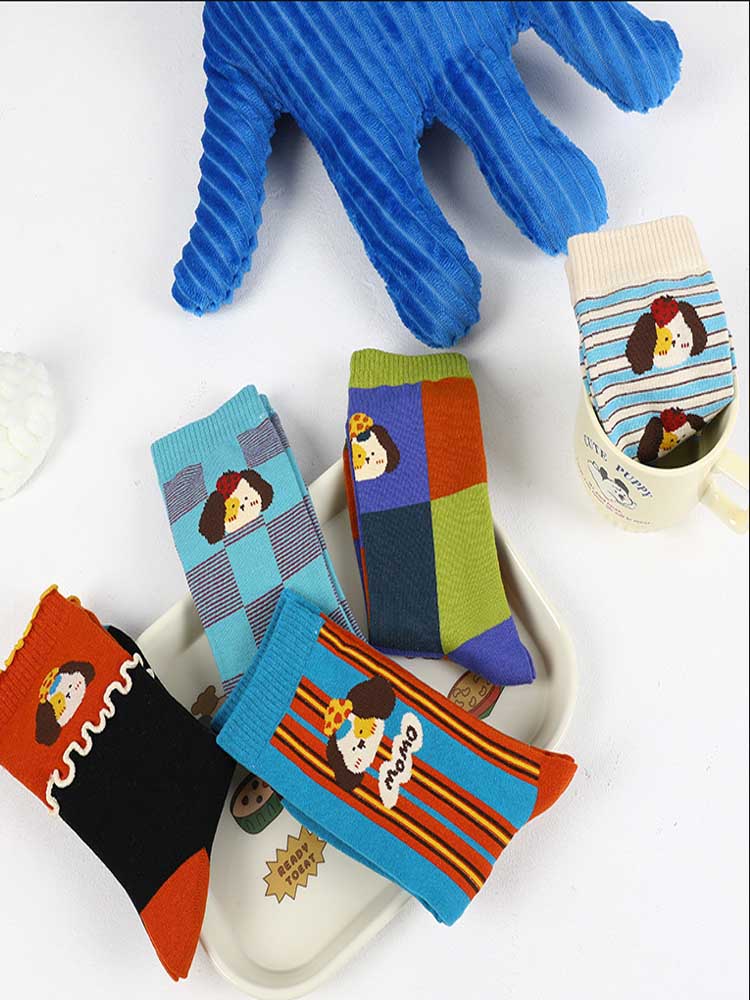 Cute Cartoon Dog Cotton Socks