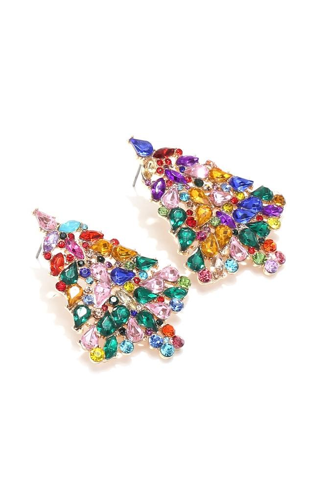 Diamante Christmas Tree Earrings