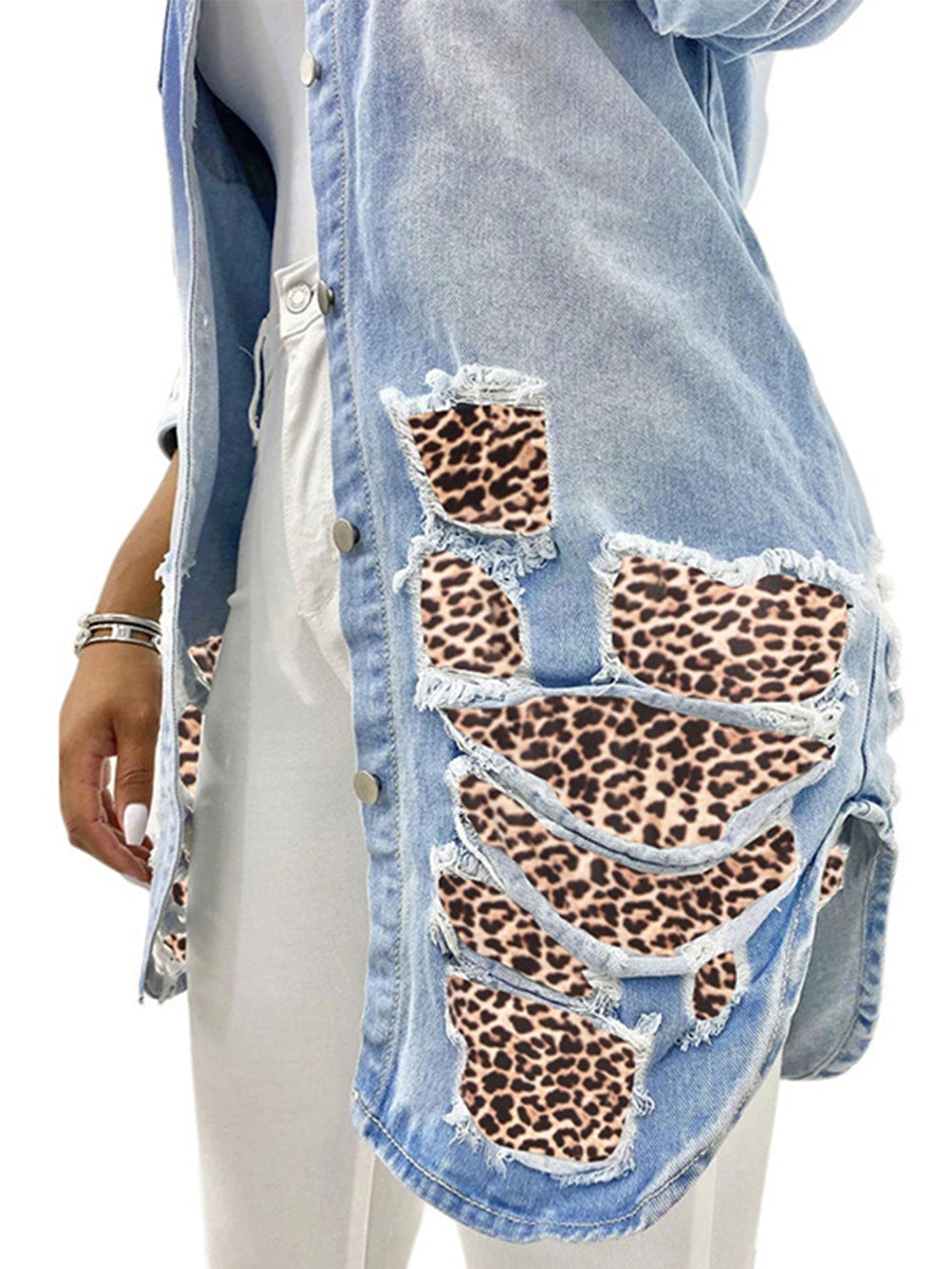 Seksikäs Leopard Denim -takki