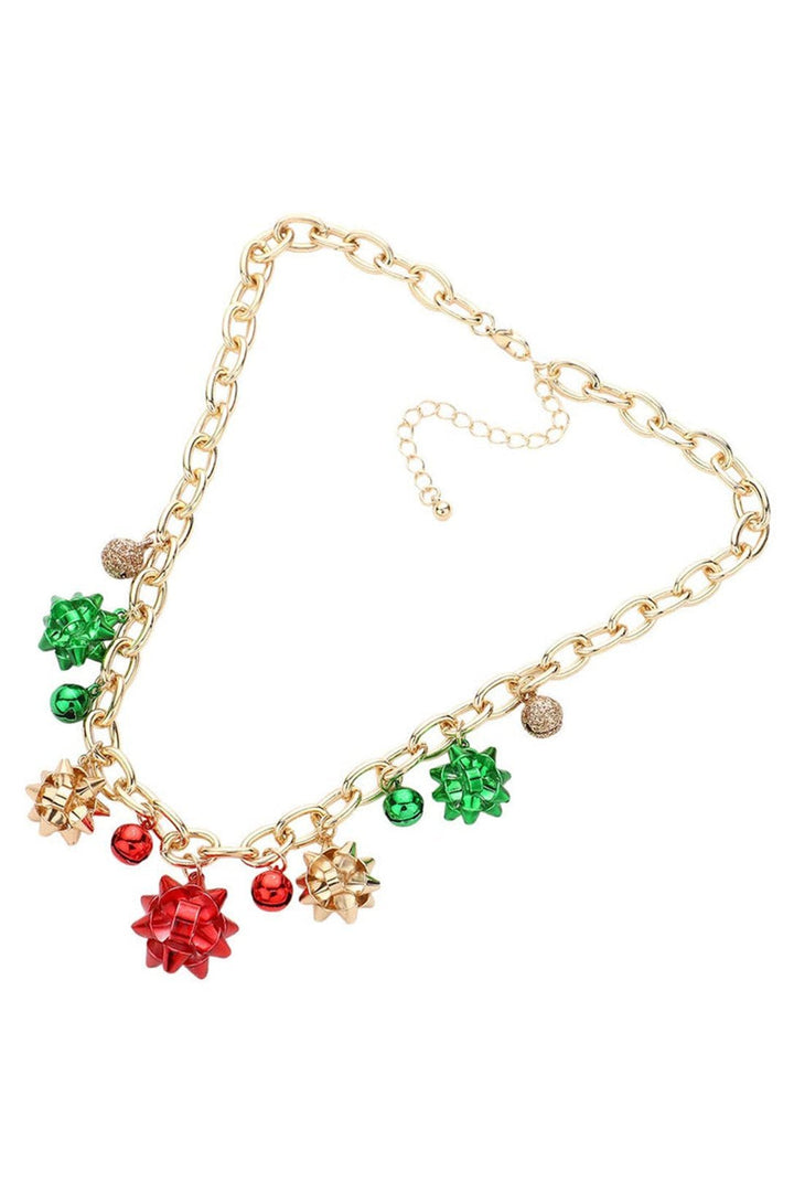 Eileen Christmas Jingle Bell Alloy Flower Necklace