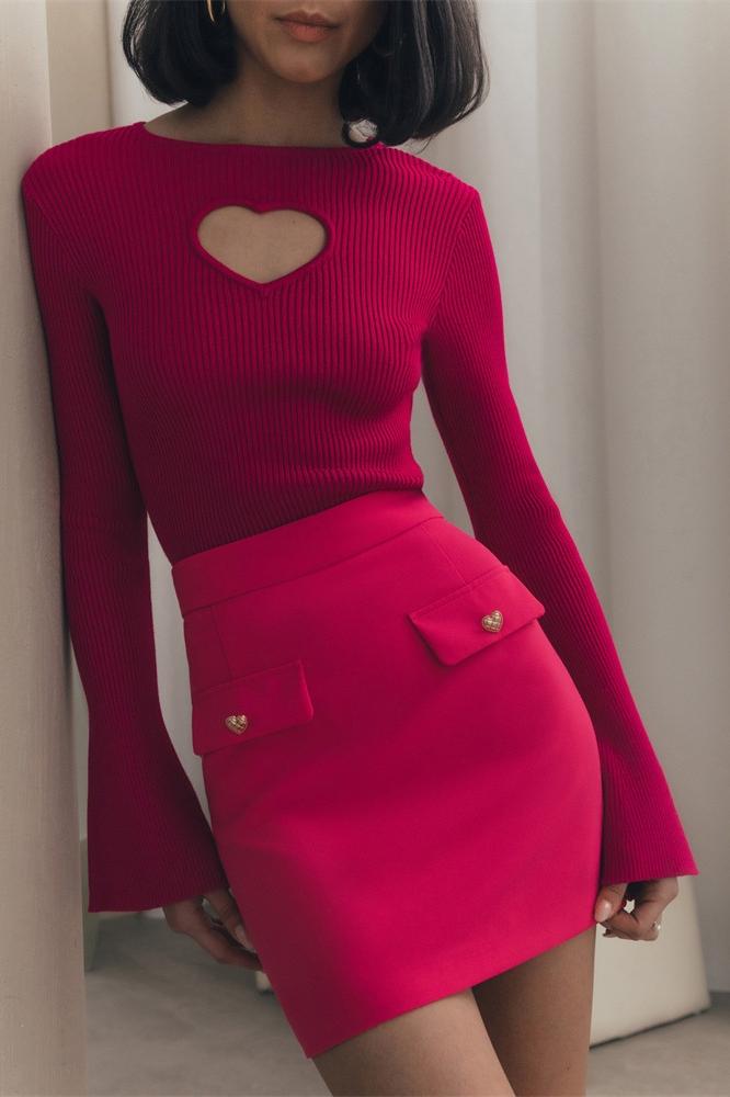 Heart Cut-out Knit Top