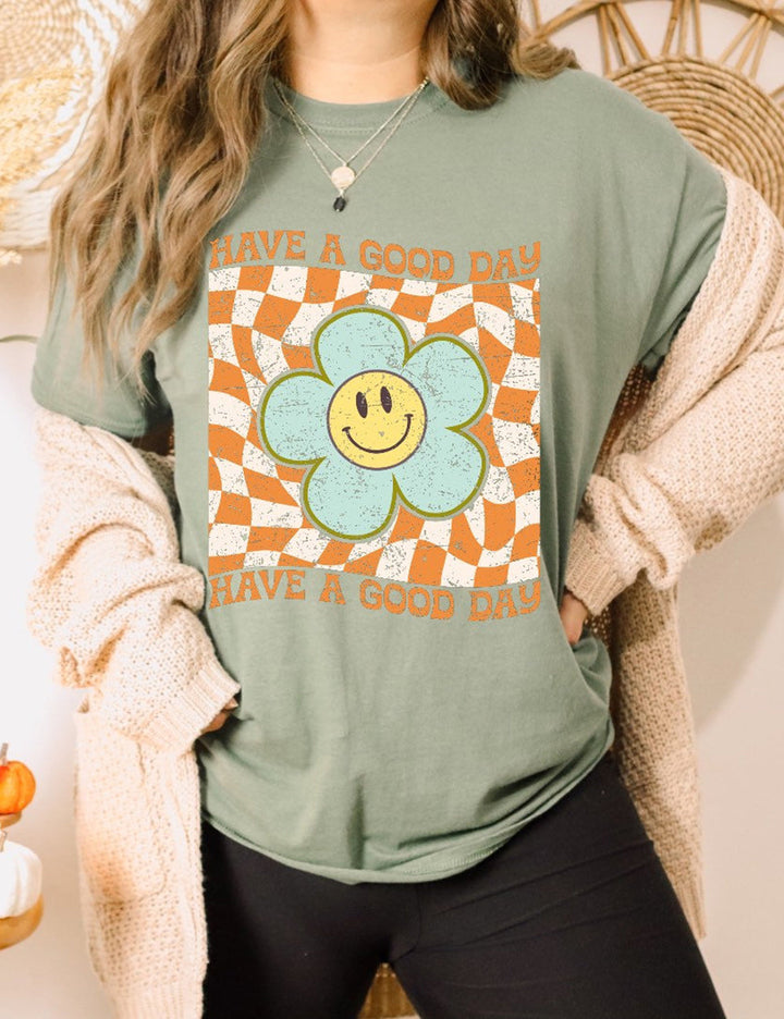 Basic-T-Shirt mit Aufschrift „Have A Good Day“