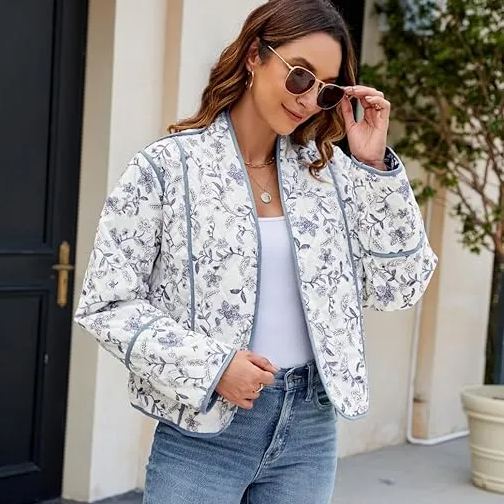 Veste réversible à imprimé floral ethnique