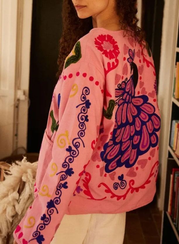 Cute Graffiti Style Print Thin Jacket