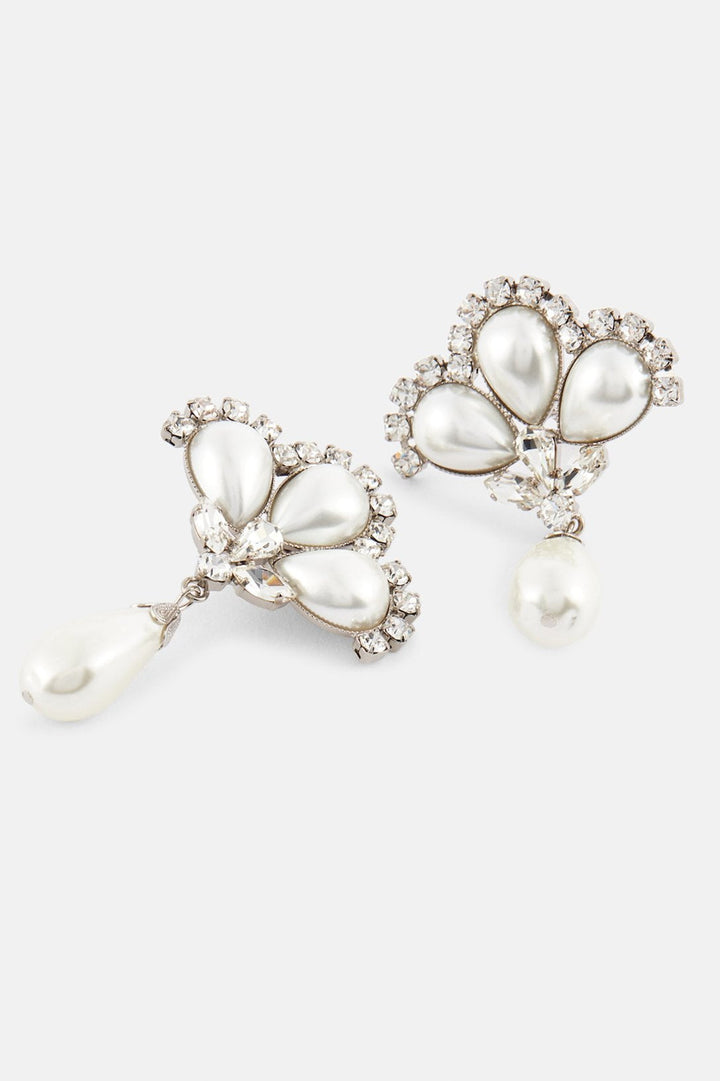 Debby Pearl Diamante Drop Earrings