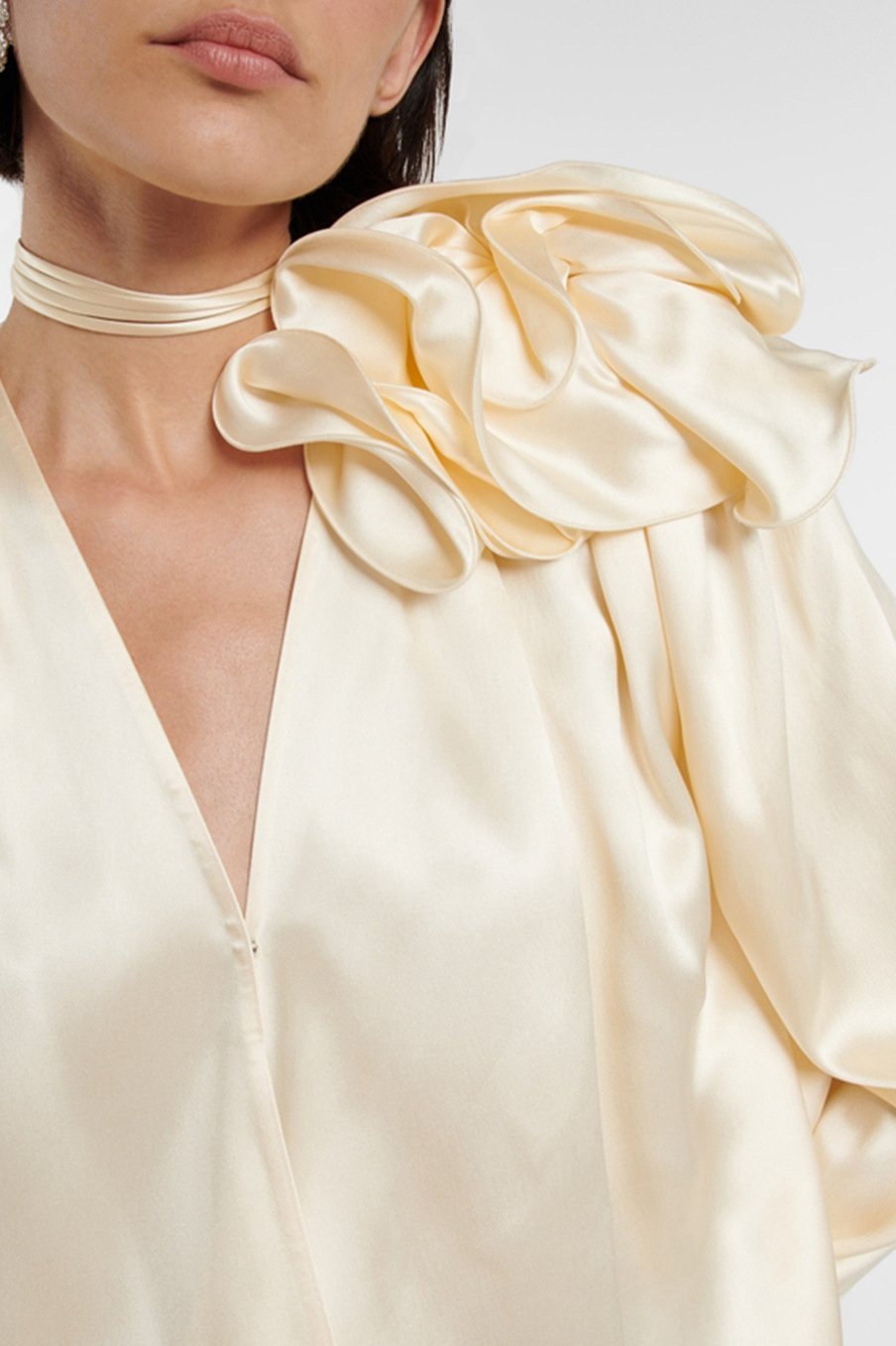 Lorraine Flower Satin Flowy Blouse