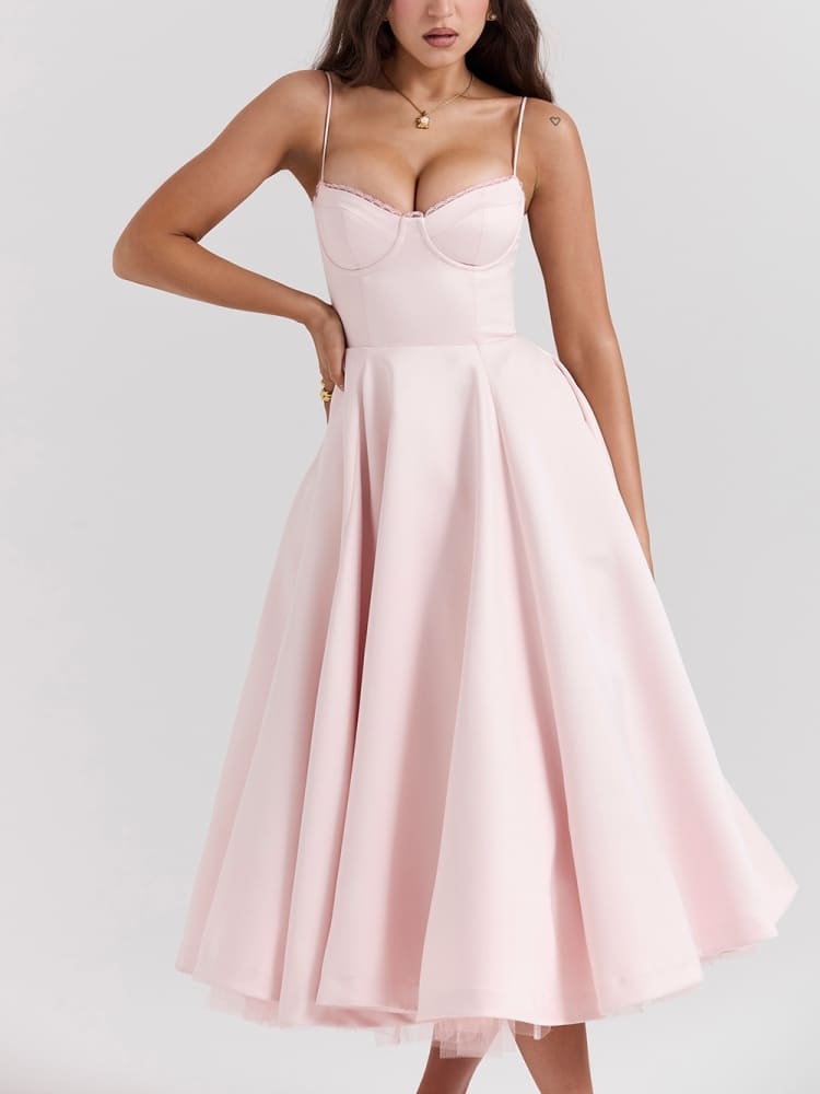 Vestido midi rosa bailarina