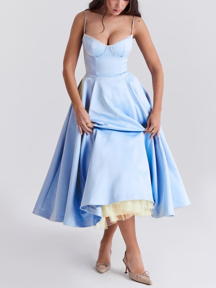 Cinderella Blue Tulle Midi Kleed