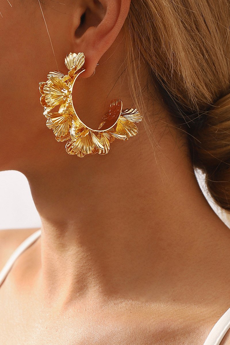 Multi-Layer Floral C-Shaped Earrings