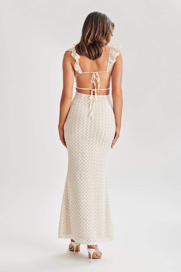 Muriel Ruffle Cut-out Knit Maxi Dress