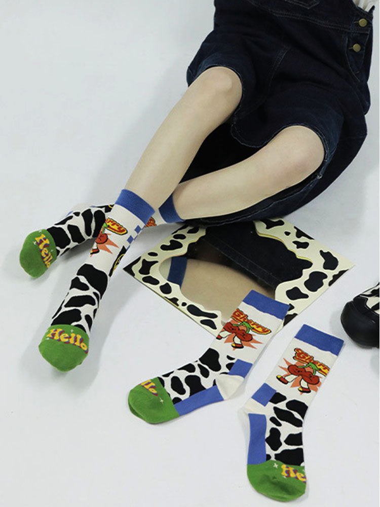 Cute Cartoon Muster Faarf Block Socken