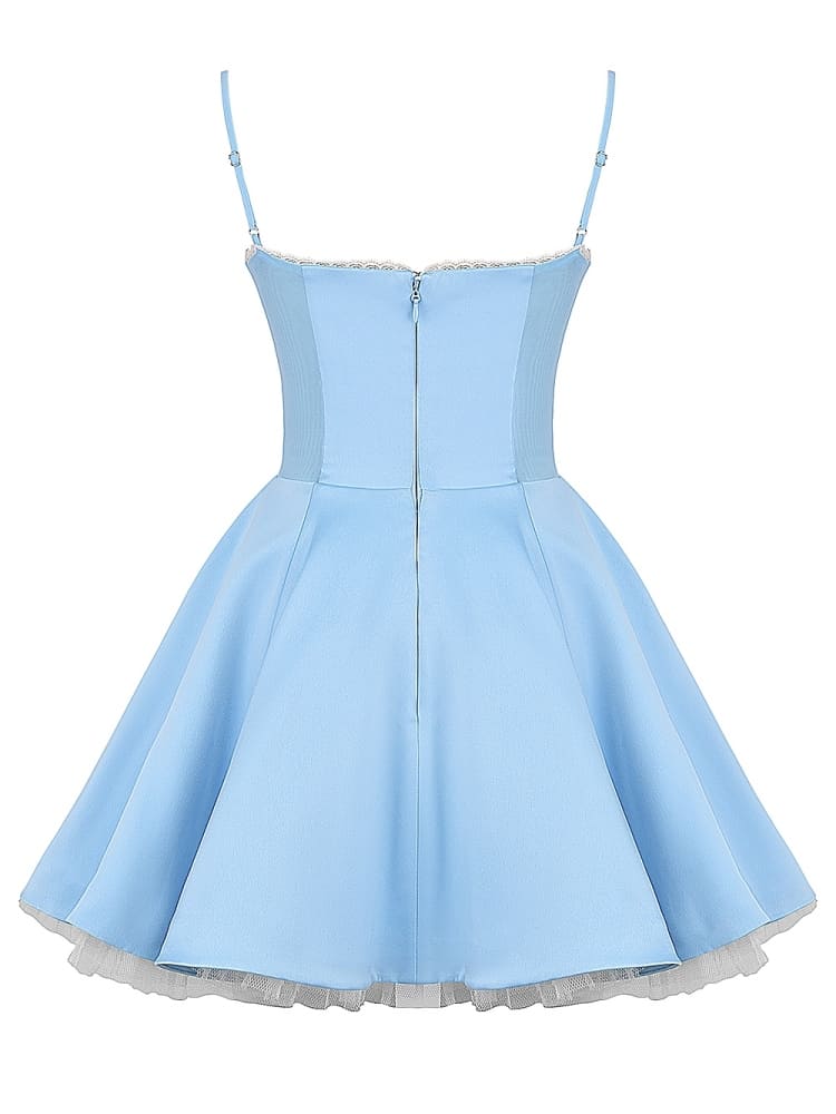 Assepoester blauwe Tule mini-jurk