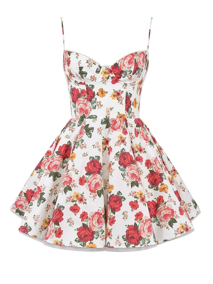 Minivestido italiano de tule com estampa rosa