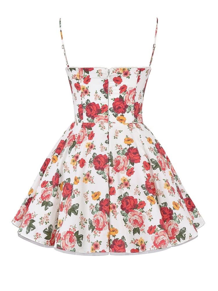 Italian Rose Print Tulle Mini Dress