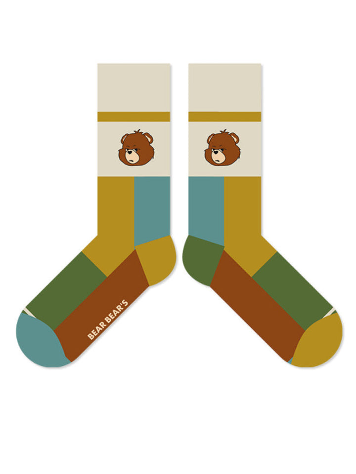 Cartoon Bear Alphabet Cotton Socks