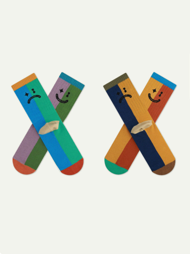 Color Block Asymmetrical Cotton Socks