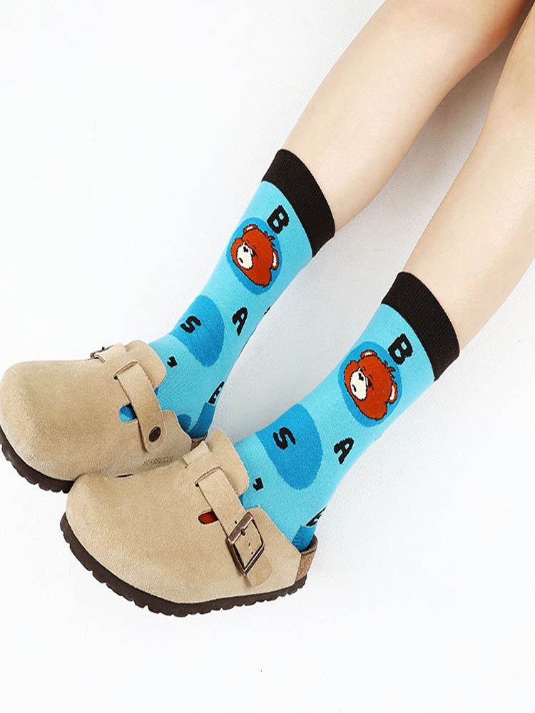 Chaussettes en coton avec alphabet ours de dessin animé