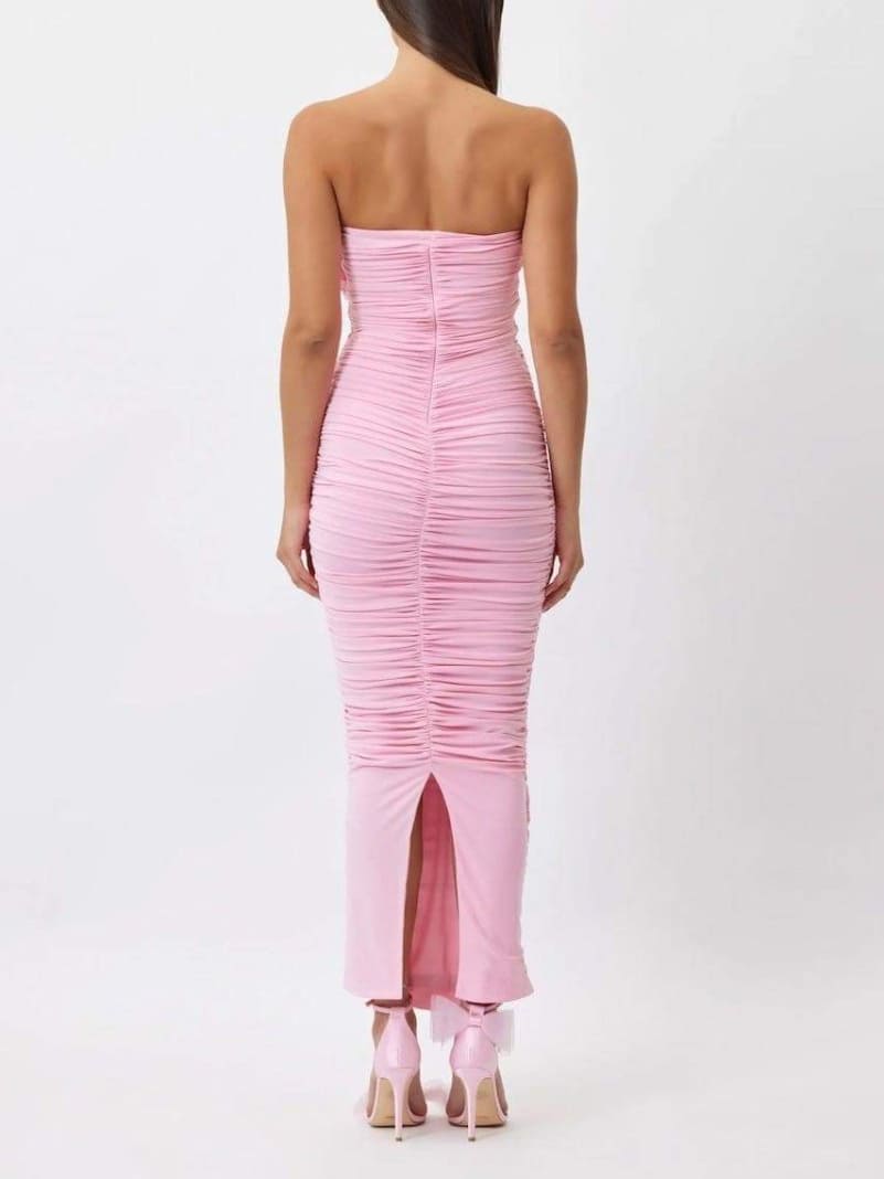 Tina bloem strapless midi-jurk